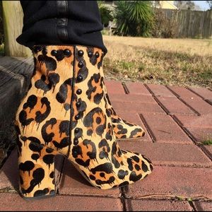 Coach Felicia Booties. Leopard/Calf Hair Leather.